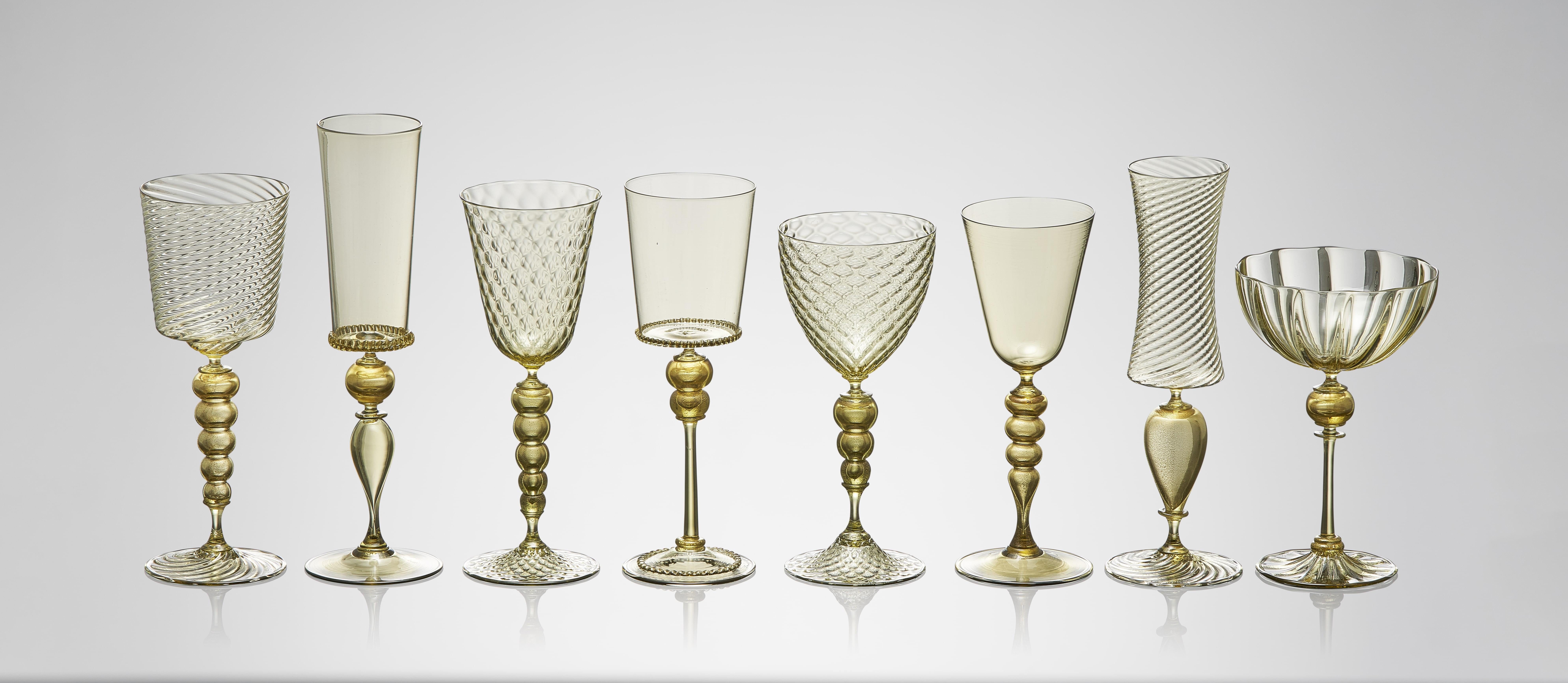 Custom Rosewater & Pagliesco Goblet Set (30 pieces) - Sculpture by Michael Schunke