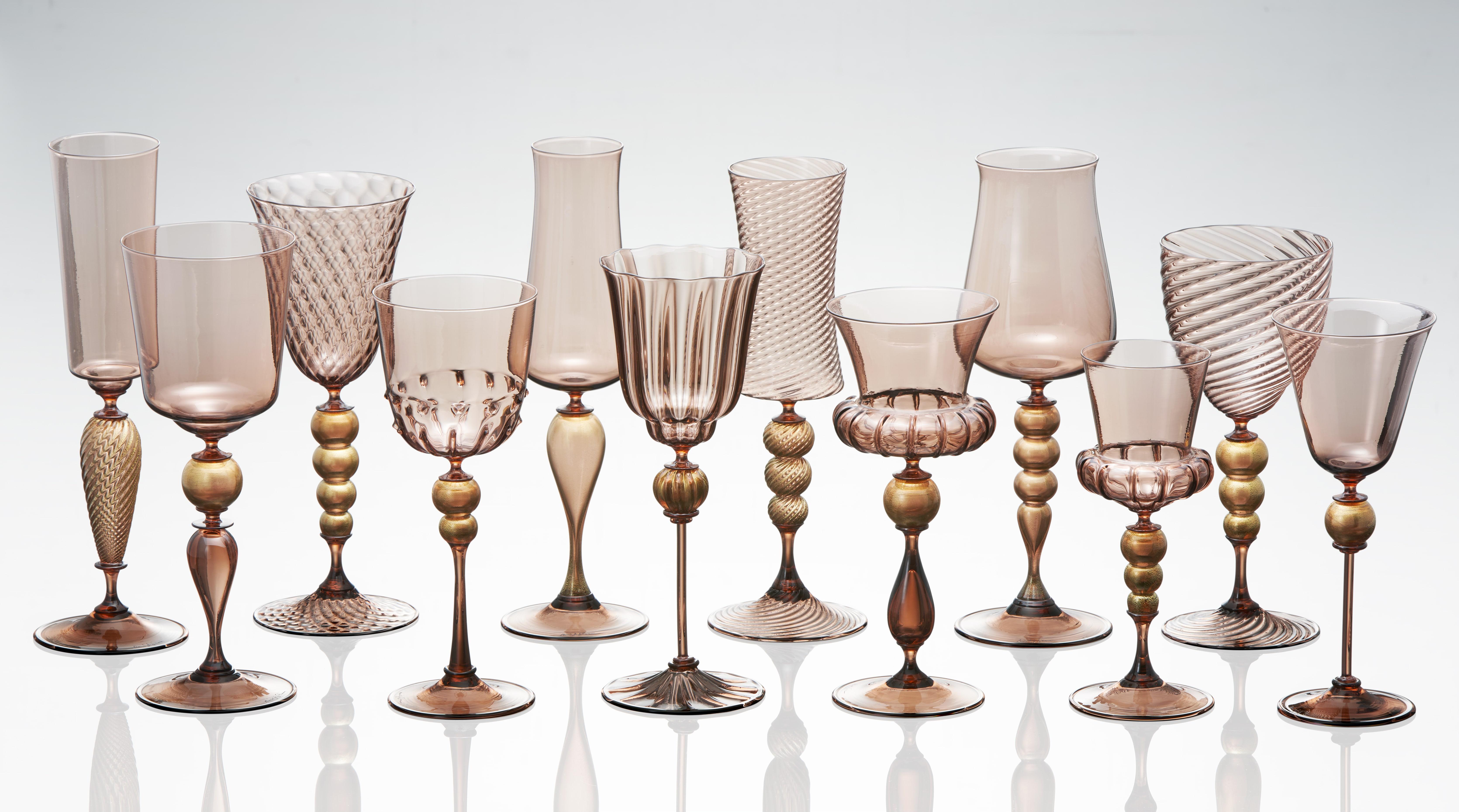 Michael Schunke Figurative Sculpture - Custom Rosewater & Pagliesco Goblet Set (30 pieces)
