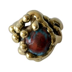 Michael Schwade Handmade Bronze Glass Organic Modernist Ring