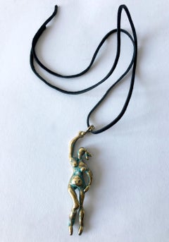 Michael Schwade Patinated Bronze Goddess Pendant