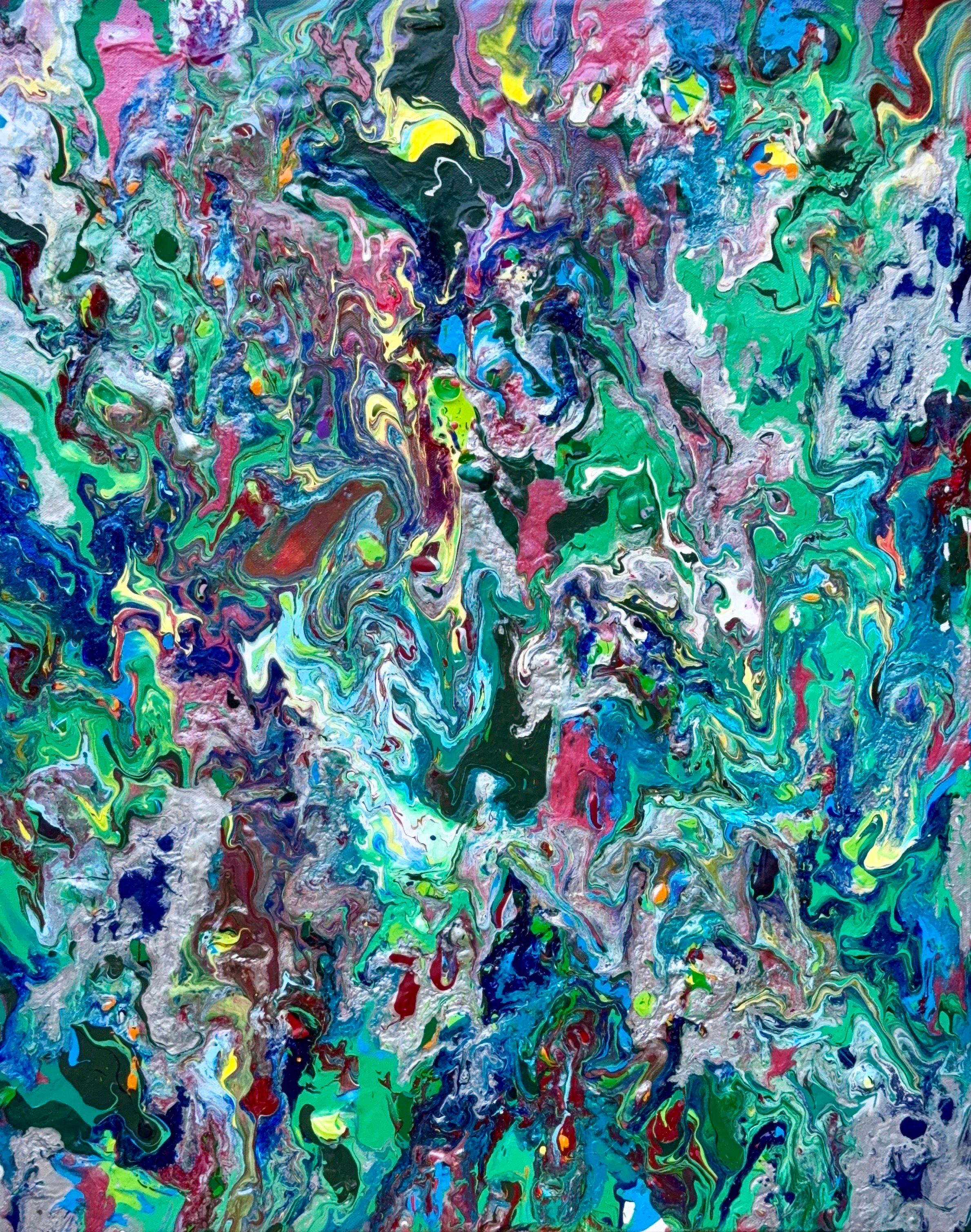 Verborgene Schätze Acrylgemälde, abstrakt, signiert, 24x30 Zoll