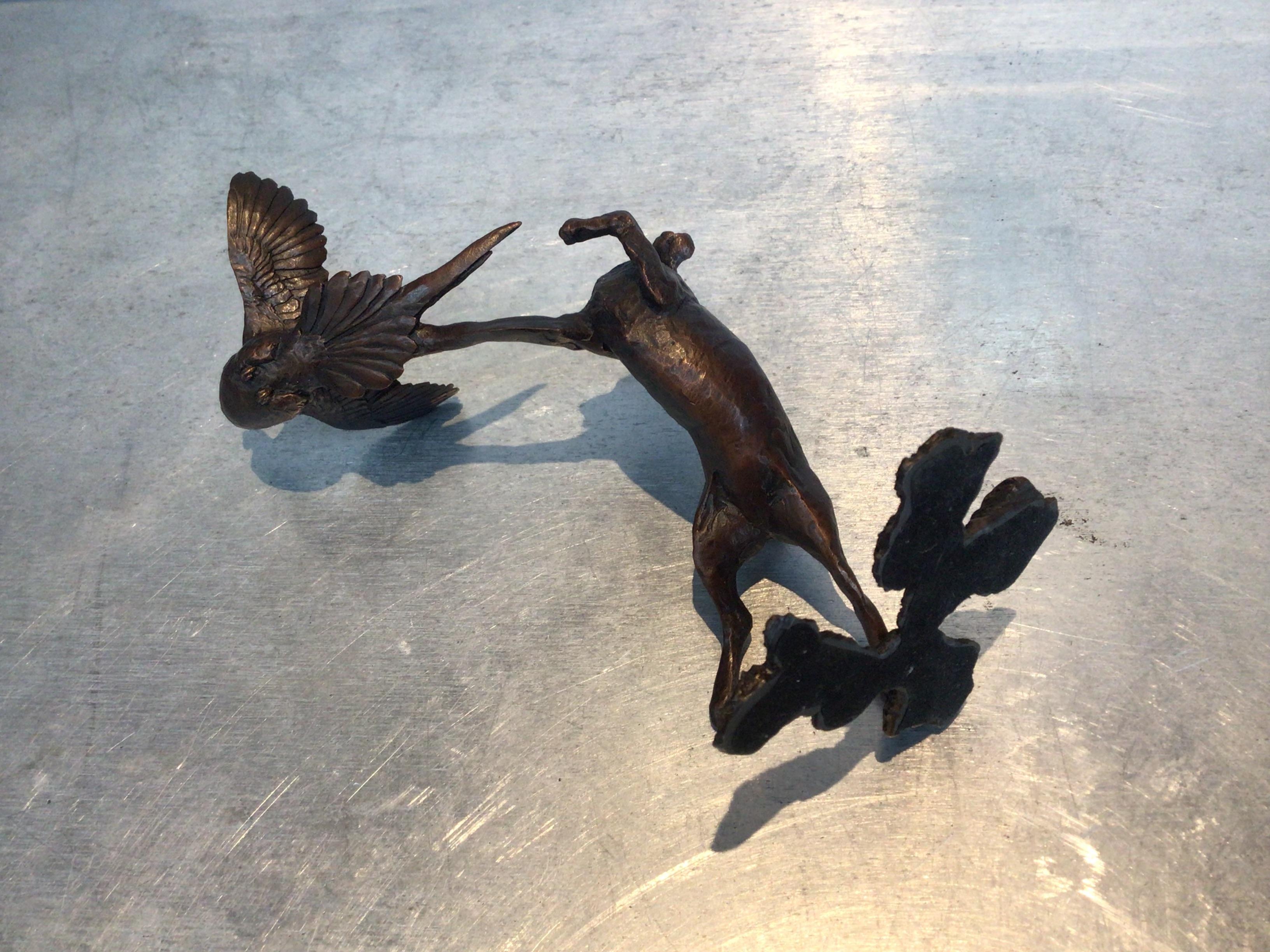 Michael Simpson Spaniel & Pheasant Solid Bronze Sculpture, Signed & Stamped 2