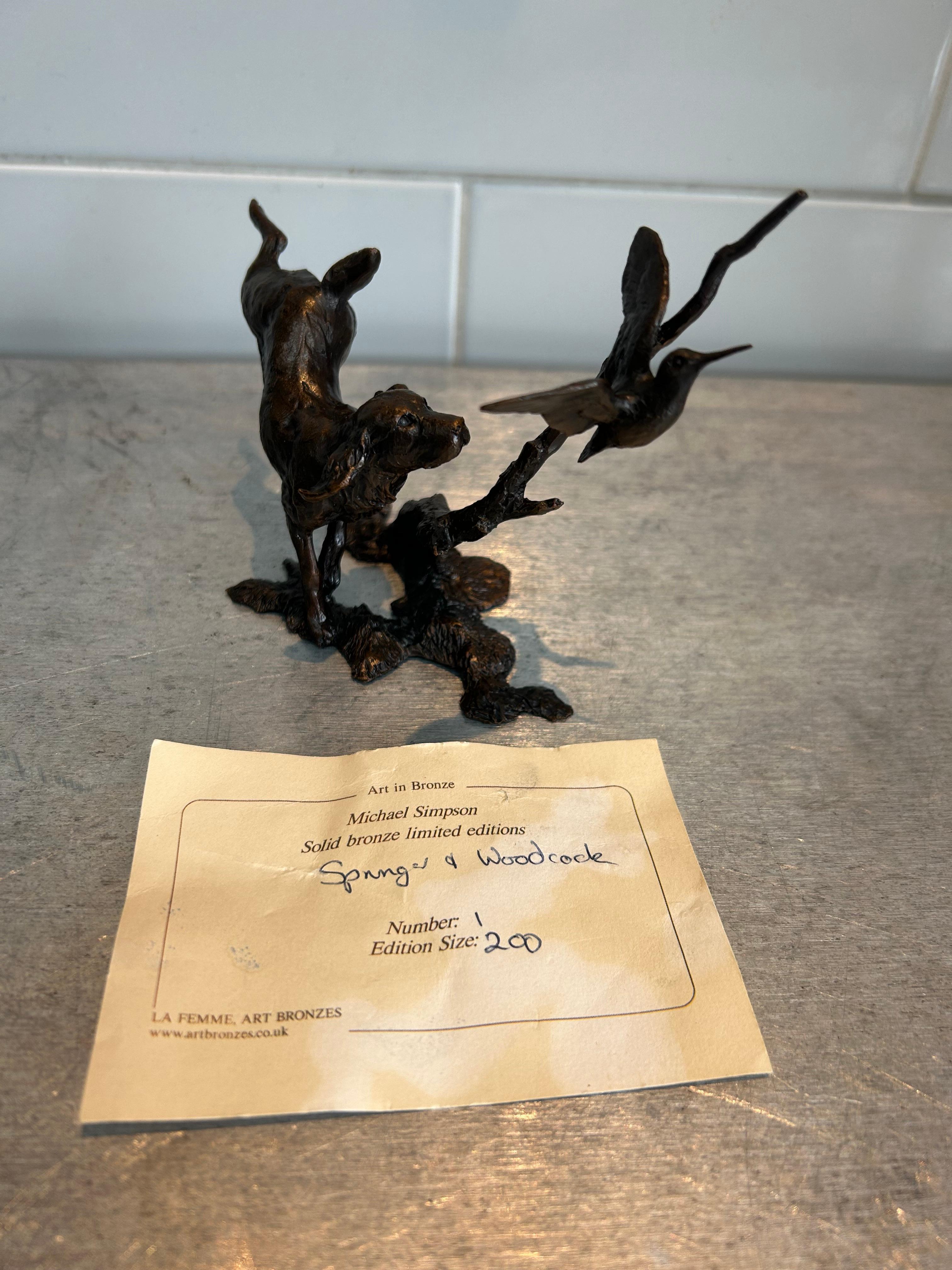 English Michael Simpson Springer & Woodcock Solid Bronze Signed Sculpture 1 Edition/200