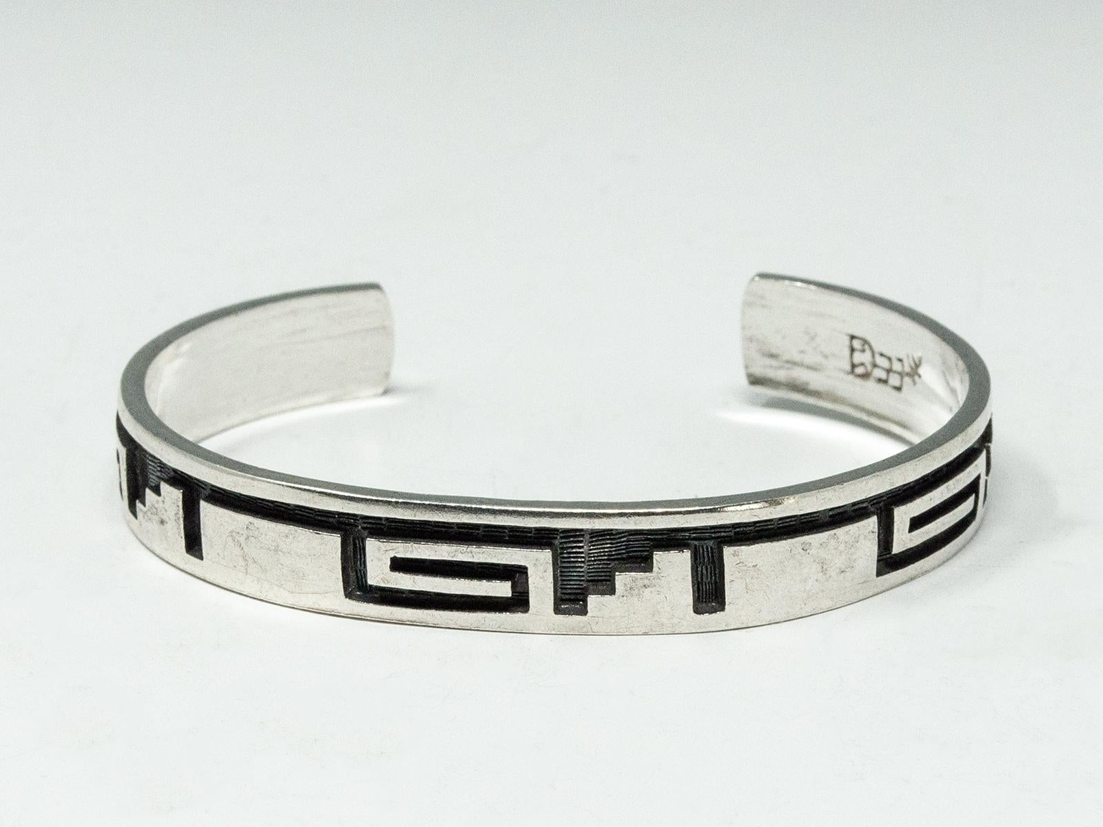 Artisan Michael Sockyma Silver Overlay Bracelet, Hopi Artist For Sale