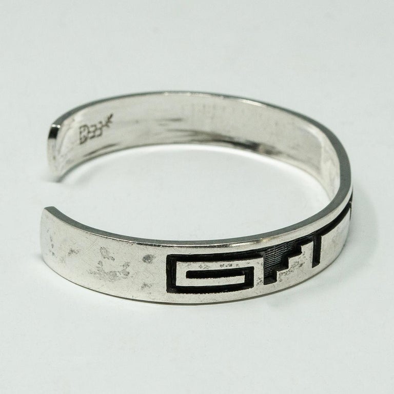 Michael Sockyma Silver Overlay Bracelet, Hopi Artist For Sale at 