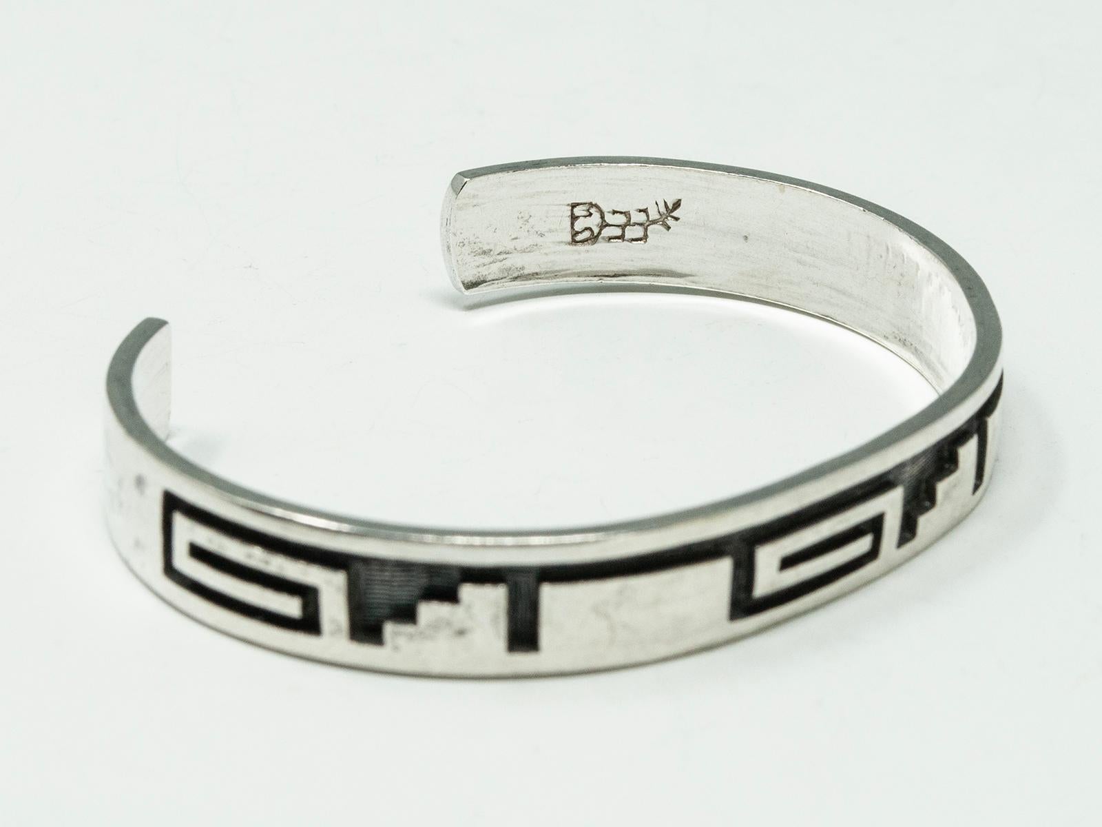 Michael Sockyma Silver Overlay Bracelet, Hopi Artist For Sale 1
