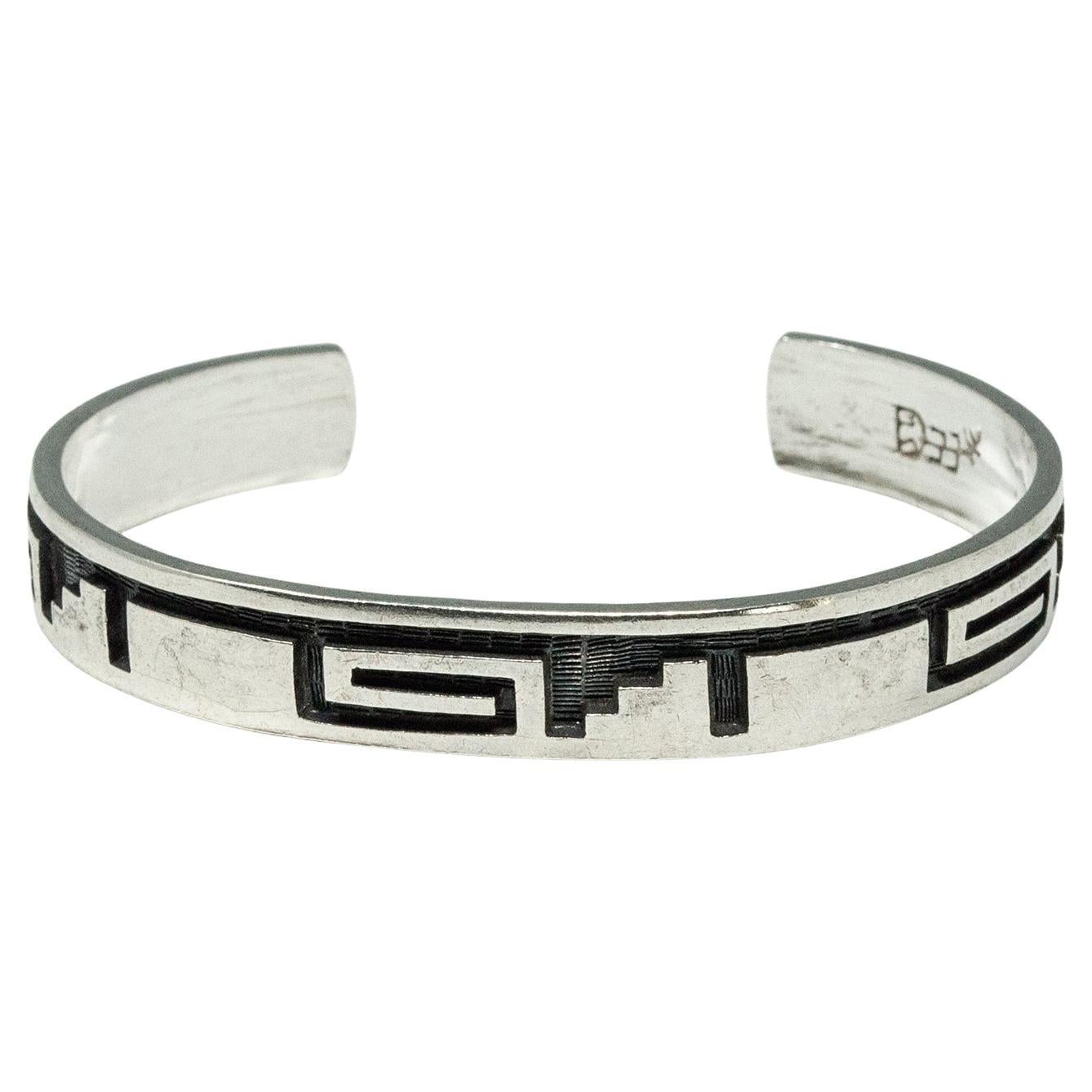 Michael Sockyma Silver Overlay Bracelet, Hopi Artist For Sale