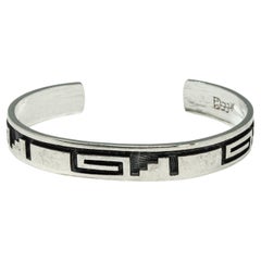 Michael Sockyma Silver Overlay Bracelet, Hopi Artist