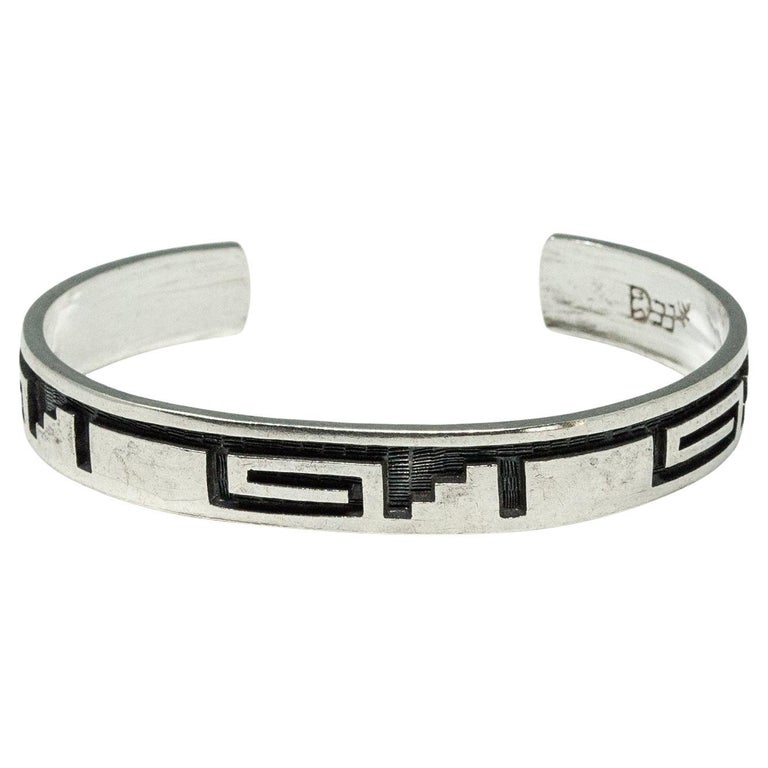Michael Sockyma Silver Overlay Bracelet, Hopi Artist For Sale at 