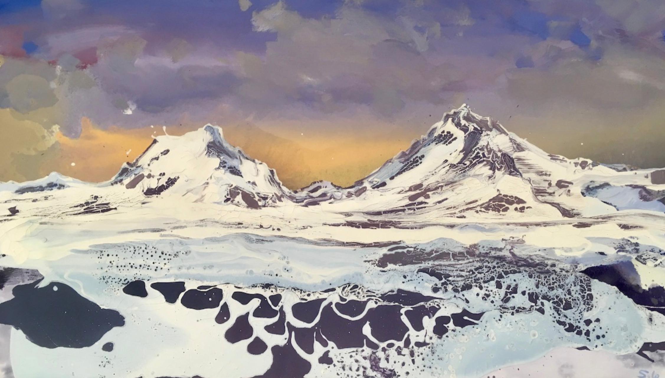 Alpes no4 - peinture originale surréaliste figurative de paysage aquatique - art contemporain 