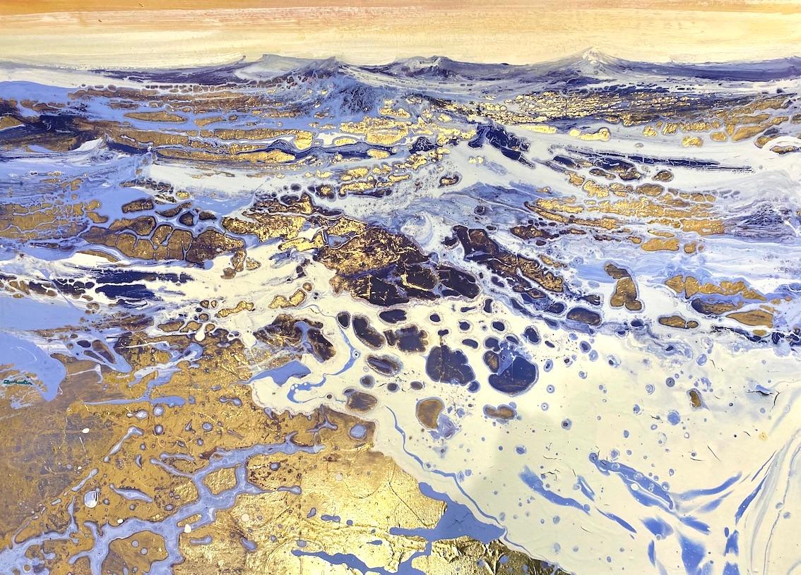 Michael Sole  Figurative Painting – Englisches Gold Nr. 82-originale figurative Wasserlandschaft Malerei-zeitgenössische Kunst 