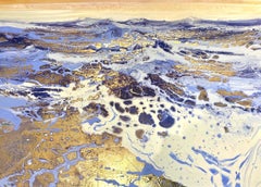 Englisches Gold Nr. 82-originale figurative Wasserlandschaft Malerei-zeitgenössische Kunst 