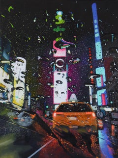 Broadway Hues - cityscape neon vibrant realism oil painting contemporary art