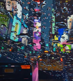 Colourful City - NYC America cityscape hyperrealism oil painting Contemporary
