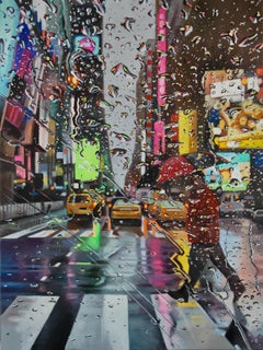 Crossroads - NYC America cityscape realism oil painting Contemporary