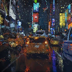 Electric Rain - realism New York Cityscape urban modern art oil painting artwork