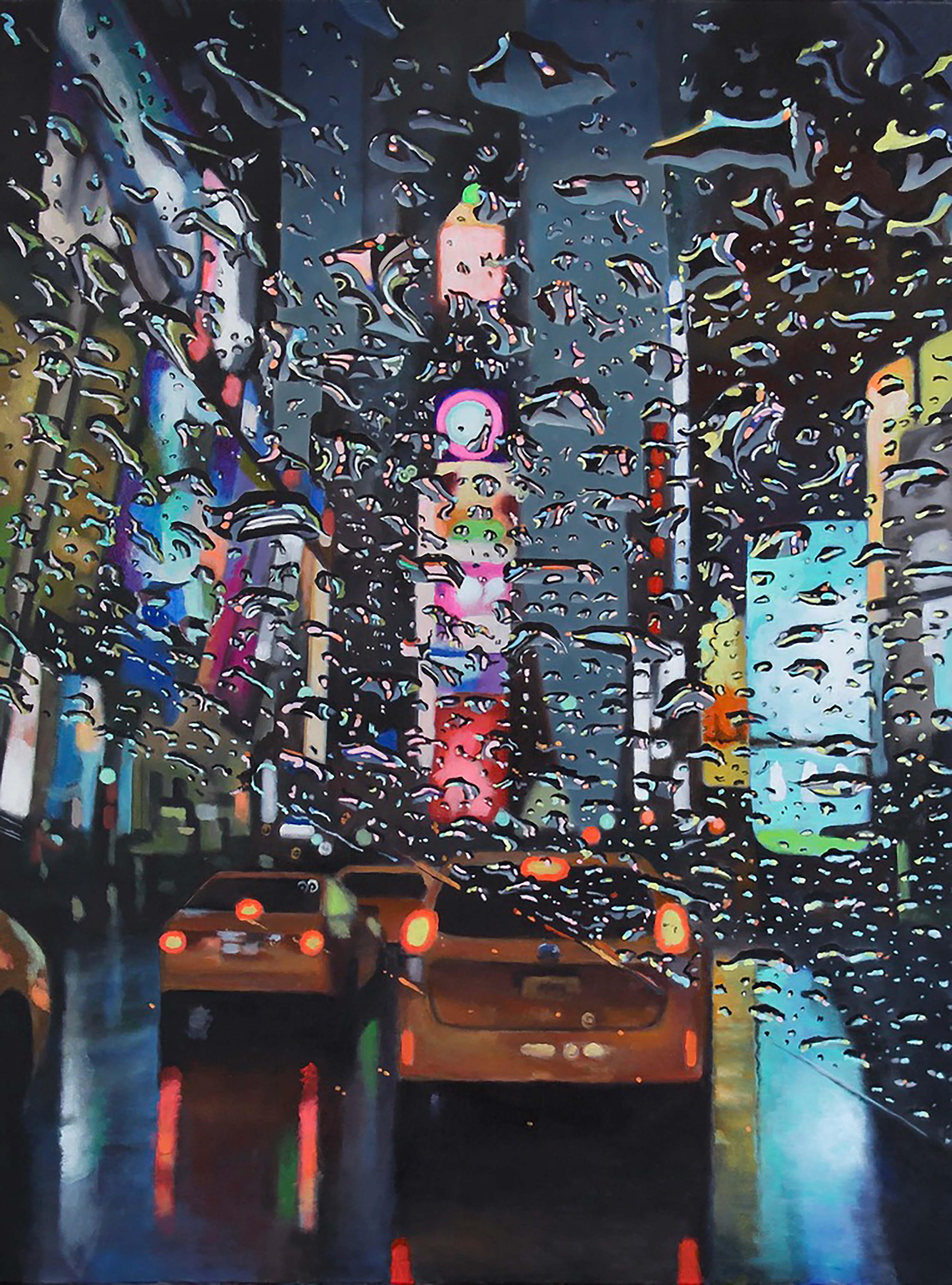Michael Steinbrick Electric Rains cityscape neon vibrant realism