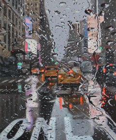 Only a Fall of Rain - Contemporary realism oil painting cityscape artowrk photo