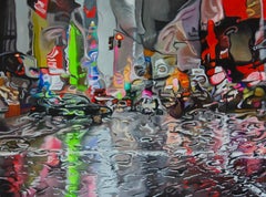 Psychedelic City - NYC America cityscape hyperrealism oil painting Contemporary
