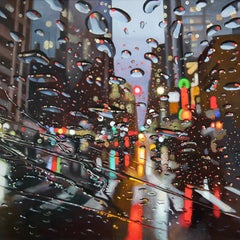 Rains of Divinity  - America hyperrealism street Cityscape oil painting modern 