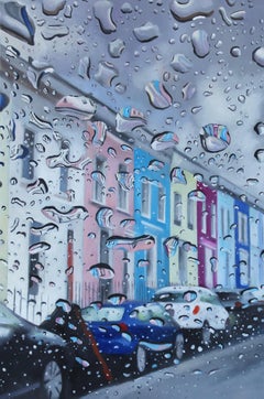 Stormy Notting Hill - original landscaoe cityscape realism painting oil modern