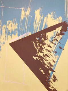1980s Abstract Expressionism Color Field Silkscreen Serigraph Print Pale Yellow
