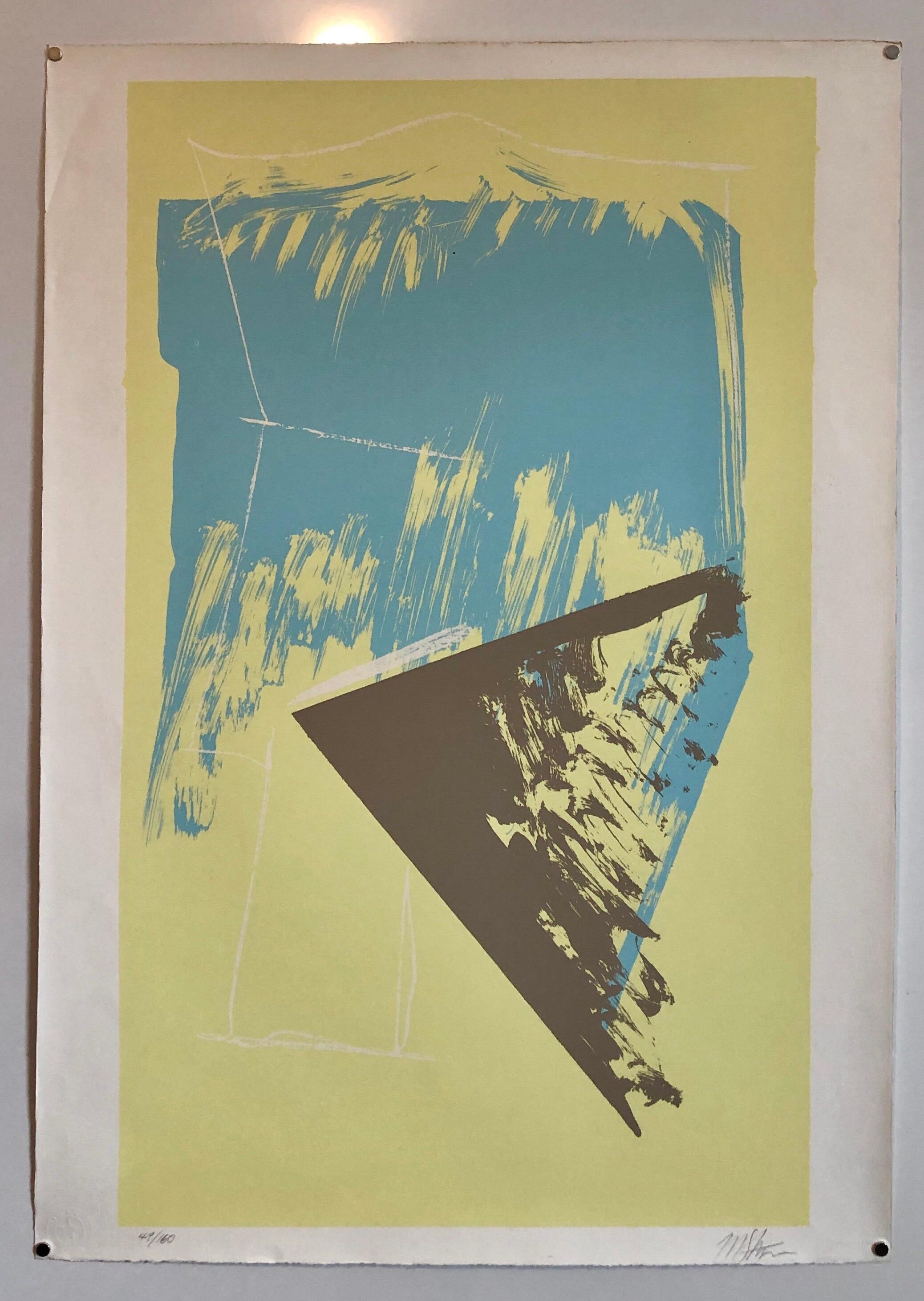 1980s Abstract Expressionism Color Field Silkscreen Serigraph Print Pale Yellow 2