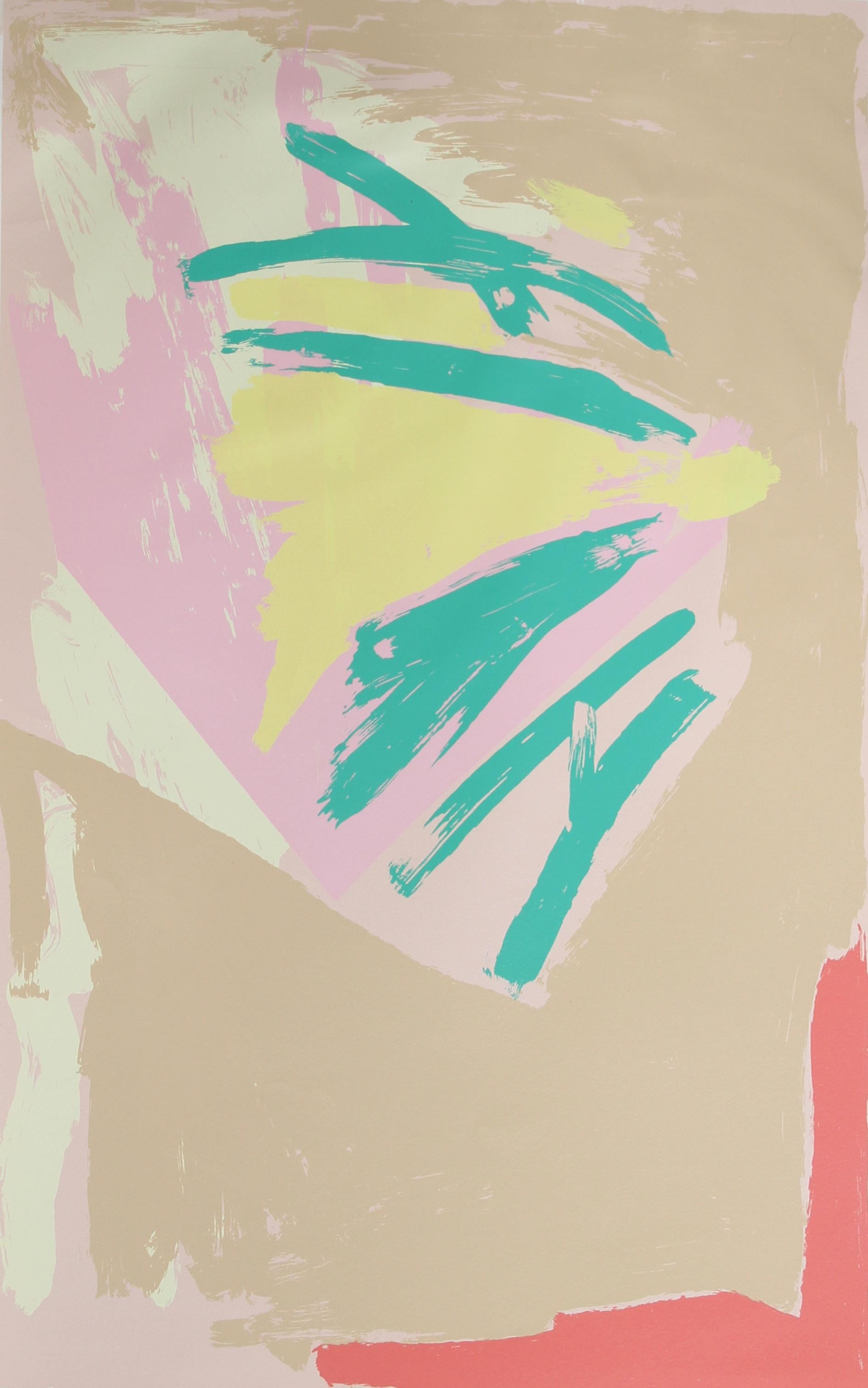 Impression expressionniste abstraite de l'artiste américain Michael Steiner, qui est surtout connu pour ses sculptures à grande échelle. 

Michael Steiner, américain (1945)
Date : 1979
Sérigraphie, signée et numérotée au crayon
Edition de 160
Taille