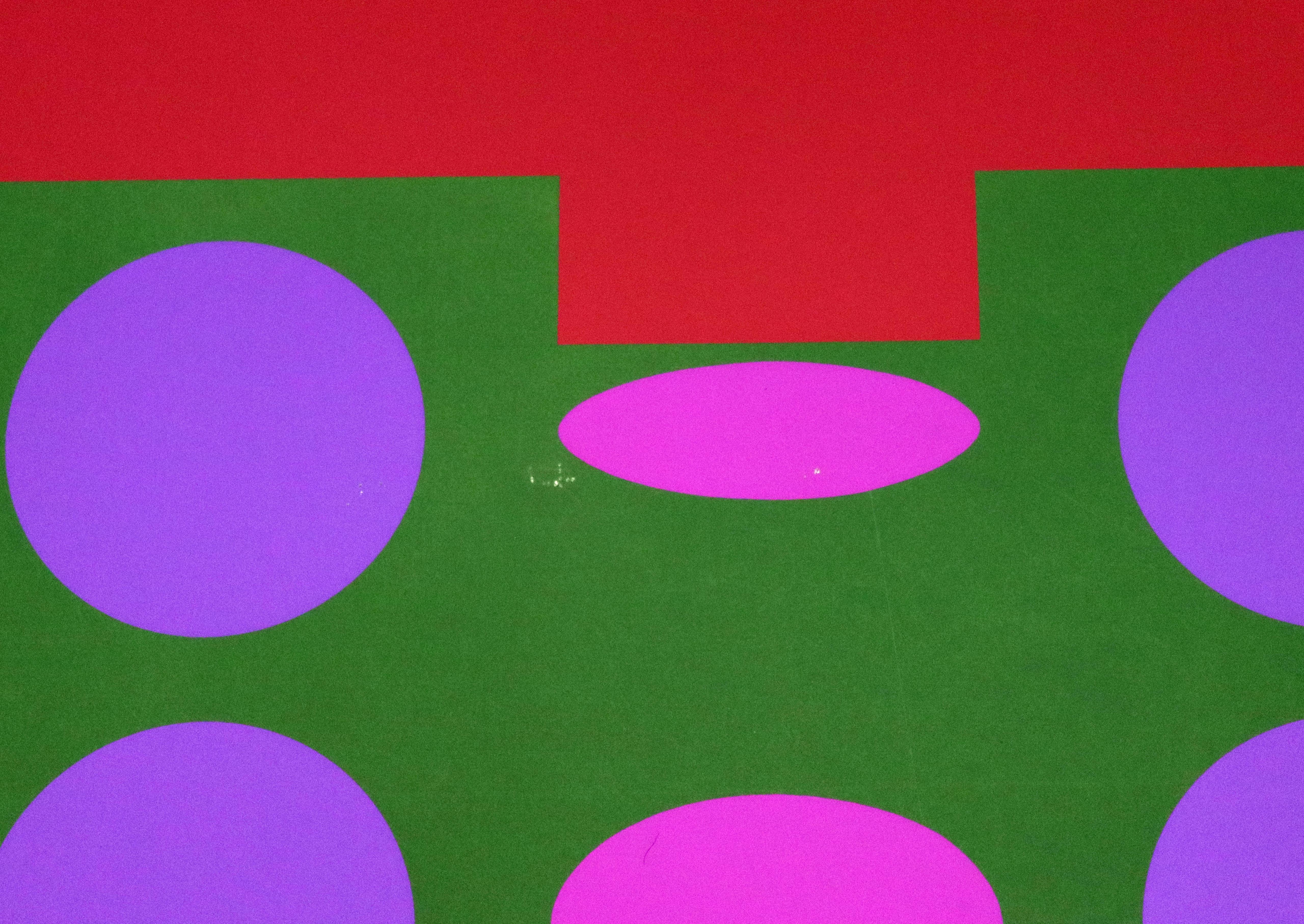 Michael Stokoz Untitled Purple Circles 1969 Modern Serigraph Unframed In Good Condition In Keego Harbor, MI