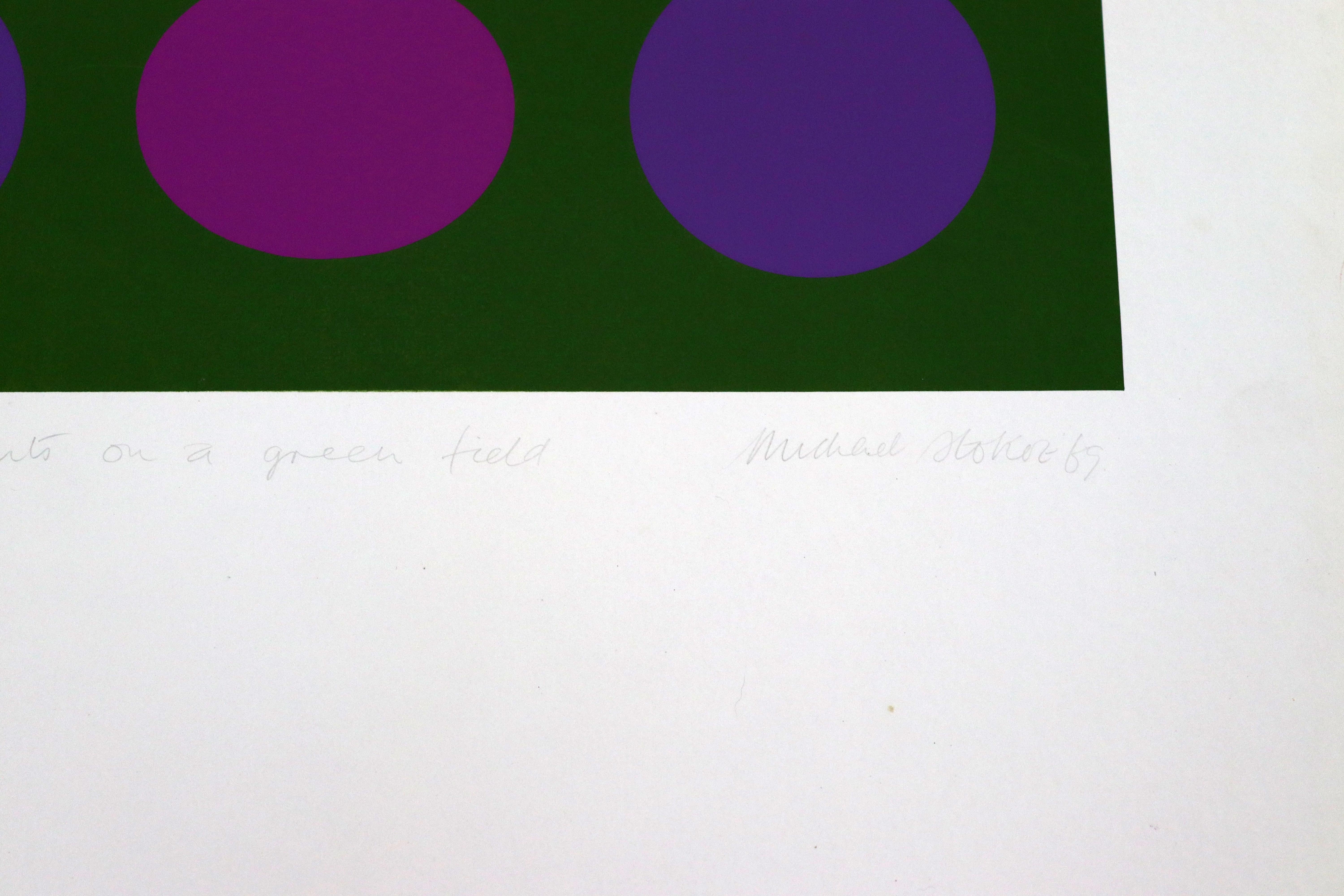Paper Michael Stokoz Untitled Purple Circles 1969 Modern Serigraph Unframed