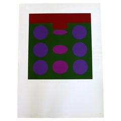 Michael Stokoz Untitled Purple Circles 1969 Modern Serigraph Unframed