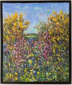 Cornish Hedge, Late Spring.  Contemporary Landscape Oil Painting