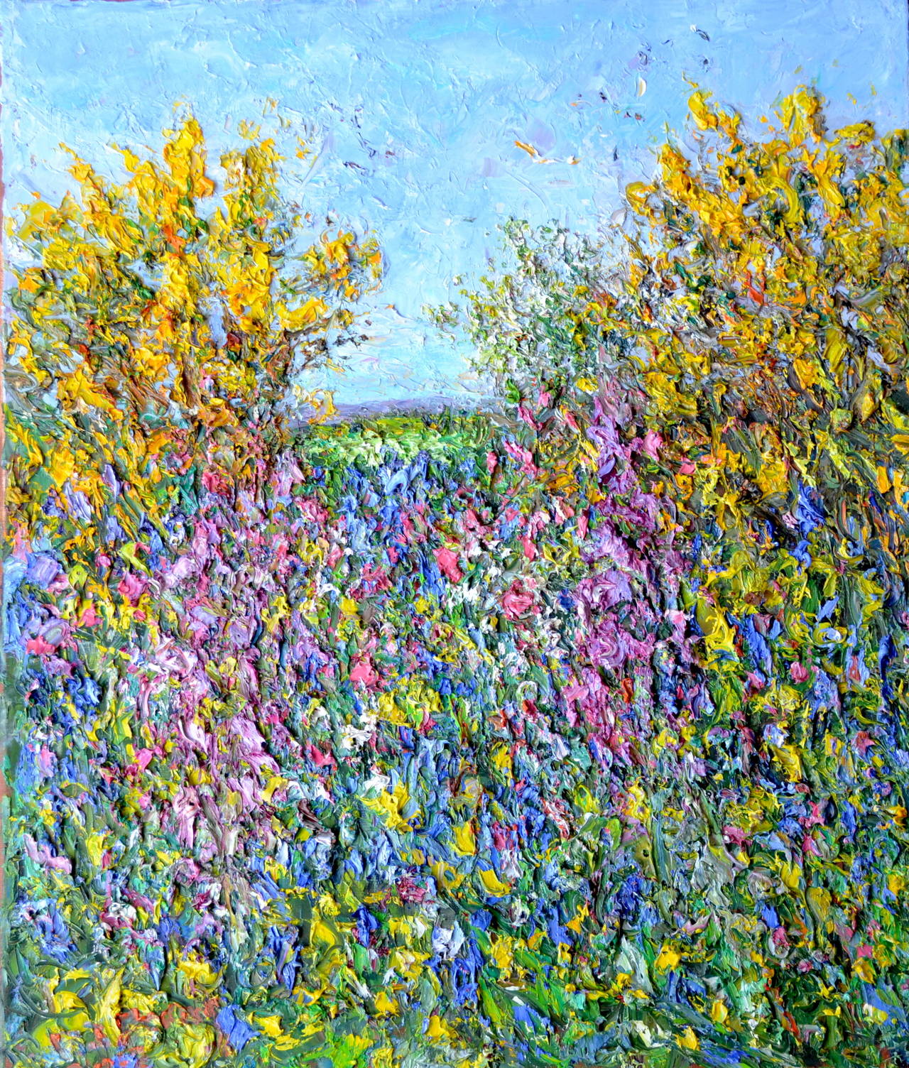 Haie de Cornish, fin du printemps.  Peinture à l'huile - paysage contemporain - Painting de Michael Strang