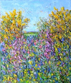 Cornish Hedge, Late Spring.  Contemporary Landscape Oil Painting