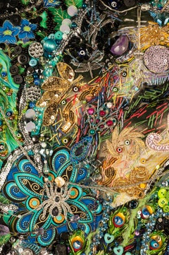 Textilmalerei: "Wächter im Garten der Lüste"