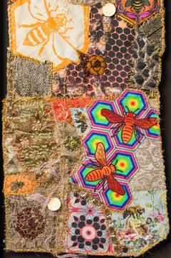 Pintura textil: "Dulce curación encontrada / dentro de la colmena"