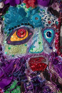 Textile painting: "Urban Atlas Holding the Weight of the World"