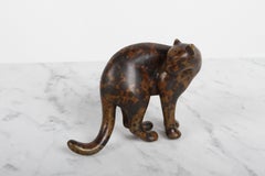 Sculpture stylisée en bronze représentant un léopard, édition limitée signée par Michael Tatom