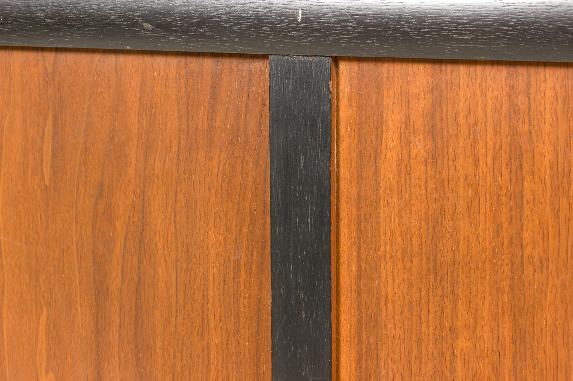 Michael Taylor 8-Drawer Walnut and Interlocking Brass Ring Pull Low Chest For Sale 8