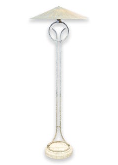 Michael Taylor zugeschriebene Contemporary Modern Travertin und Metall Stehleuchte