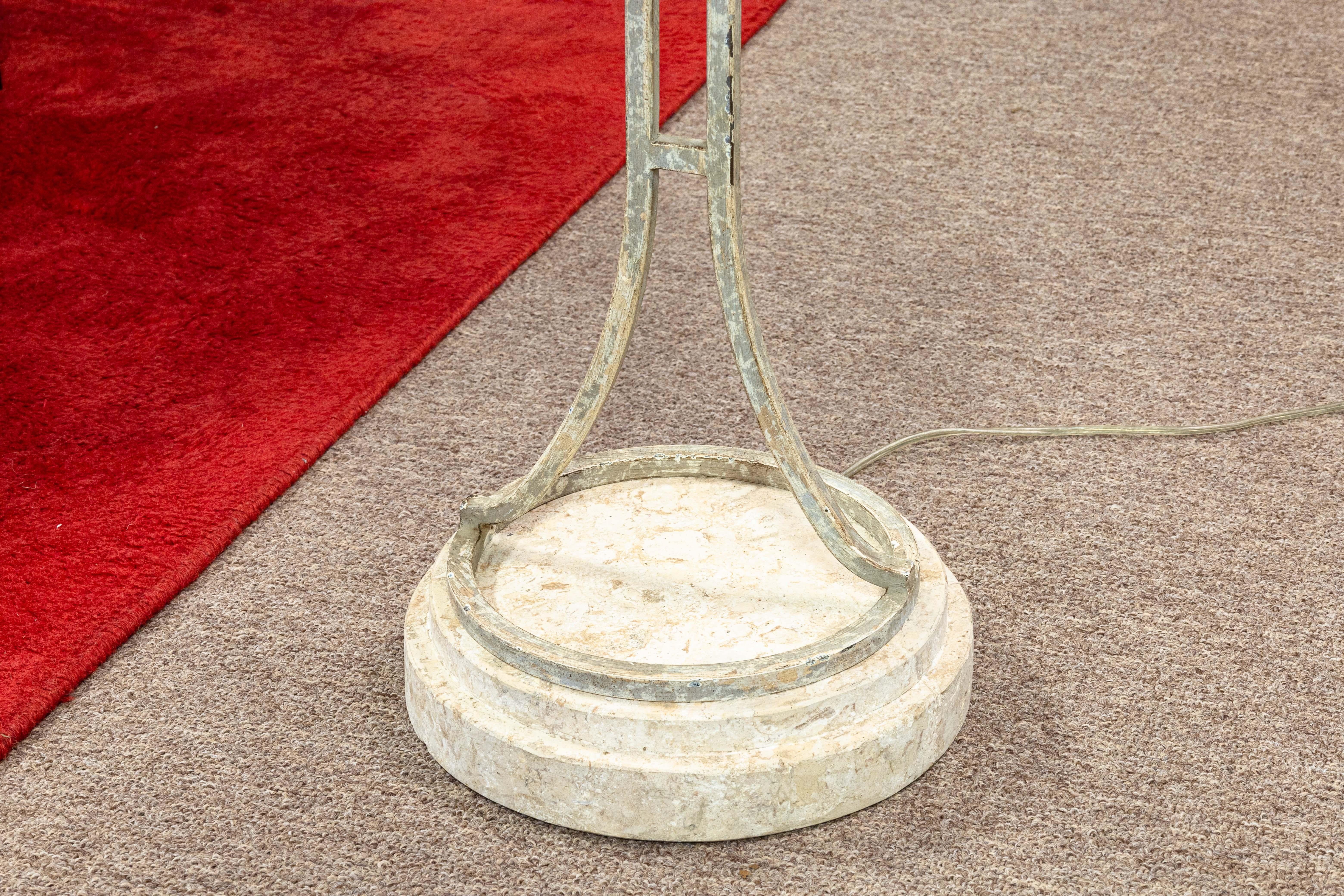 Michael Taylor Attributed Contemporary Modern Travertine and Metal Floor Lamp (lampadaire en travertin et métal) en vente 1
