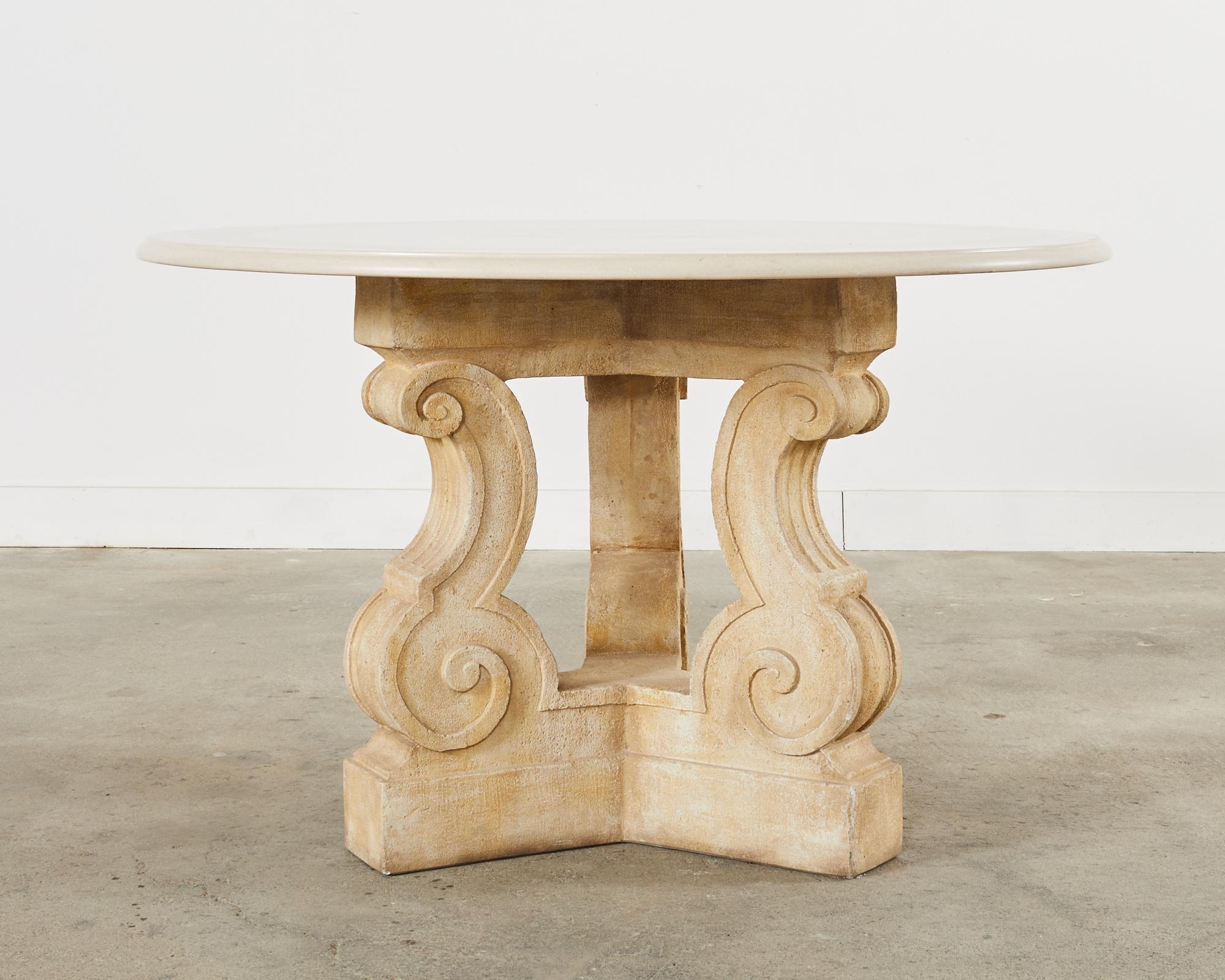 American Michael Taylor Attributed Neoclassical Style Stone Center Table  For Sale