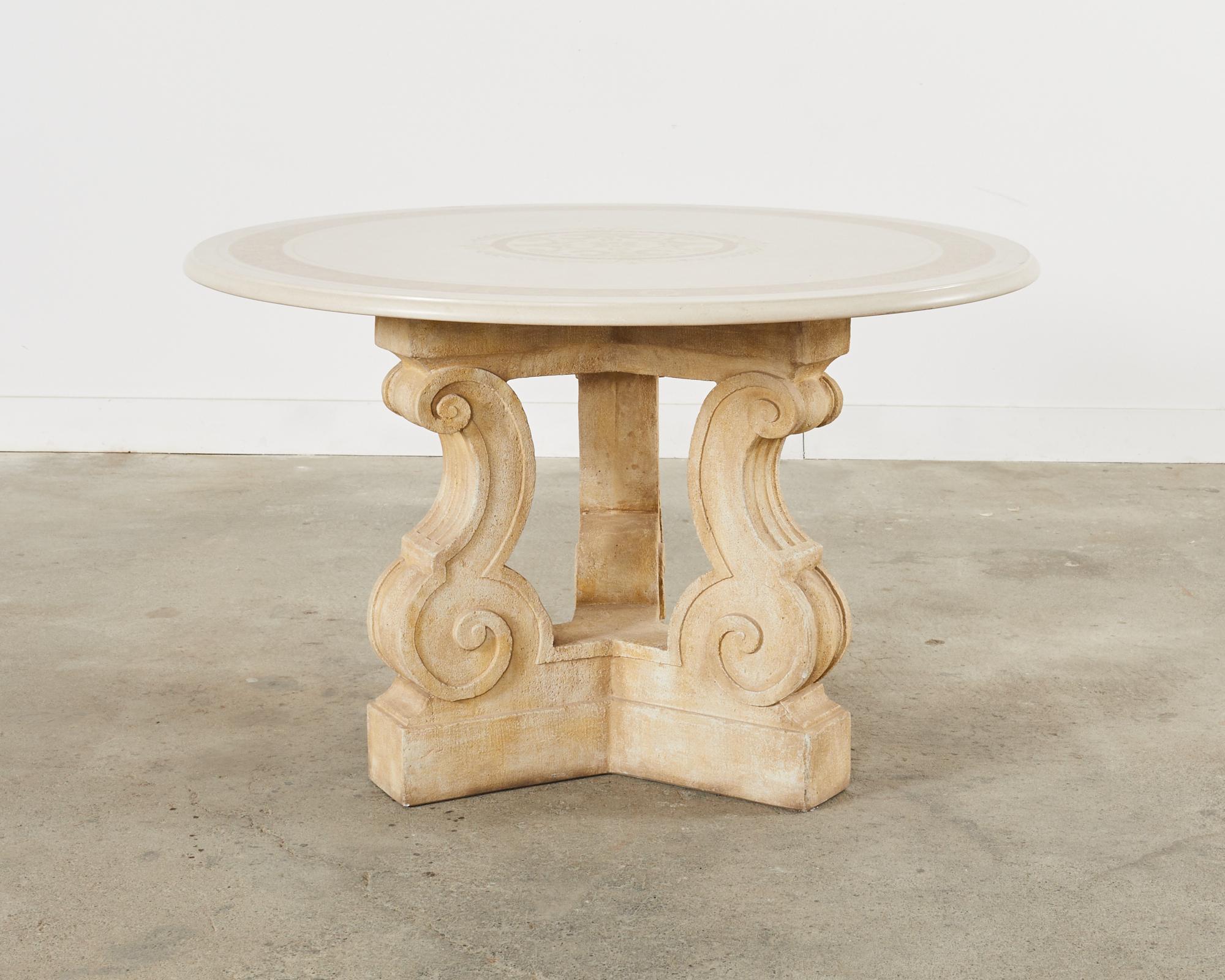Michael Taylor Attributed Neoclassical Style Stone Center Table  In Good Condition For Sale In Rio Vista, CA