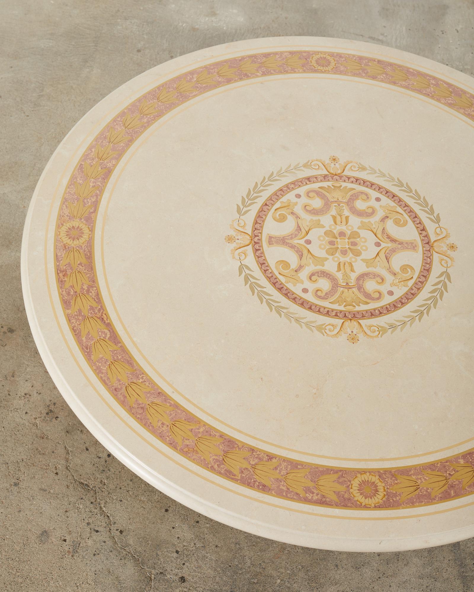 20th Century Michael Taylor Attributed Neoclassical Style Stone Center Table  For Sale