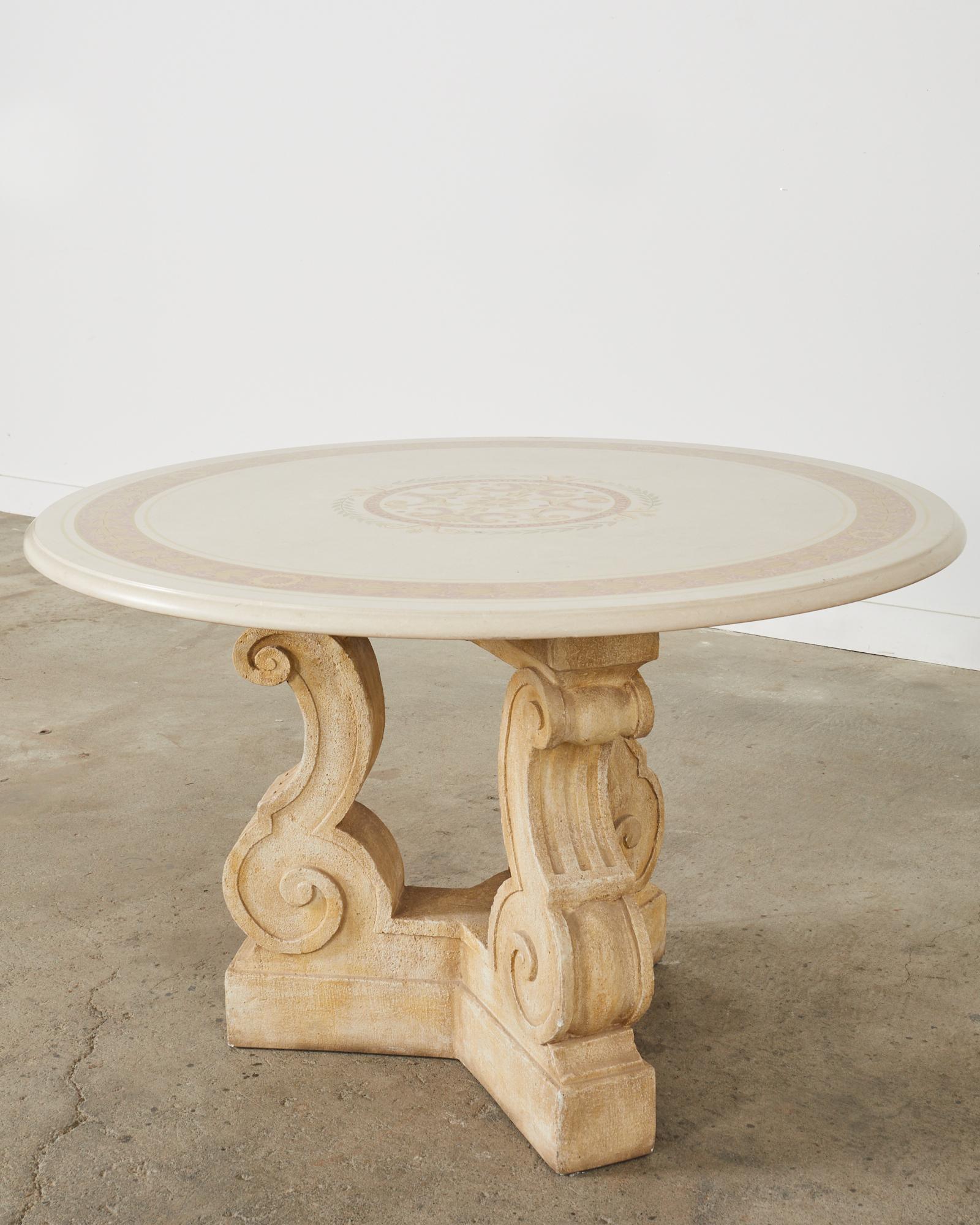 Fer Table centrale en pierre de style néoclassique attribuée à Michael Taylor  en vente
