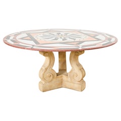 Used Michael Taylor Attributed Stone Pietra Dura Marble Center Table