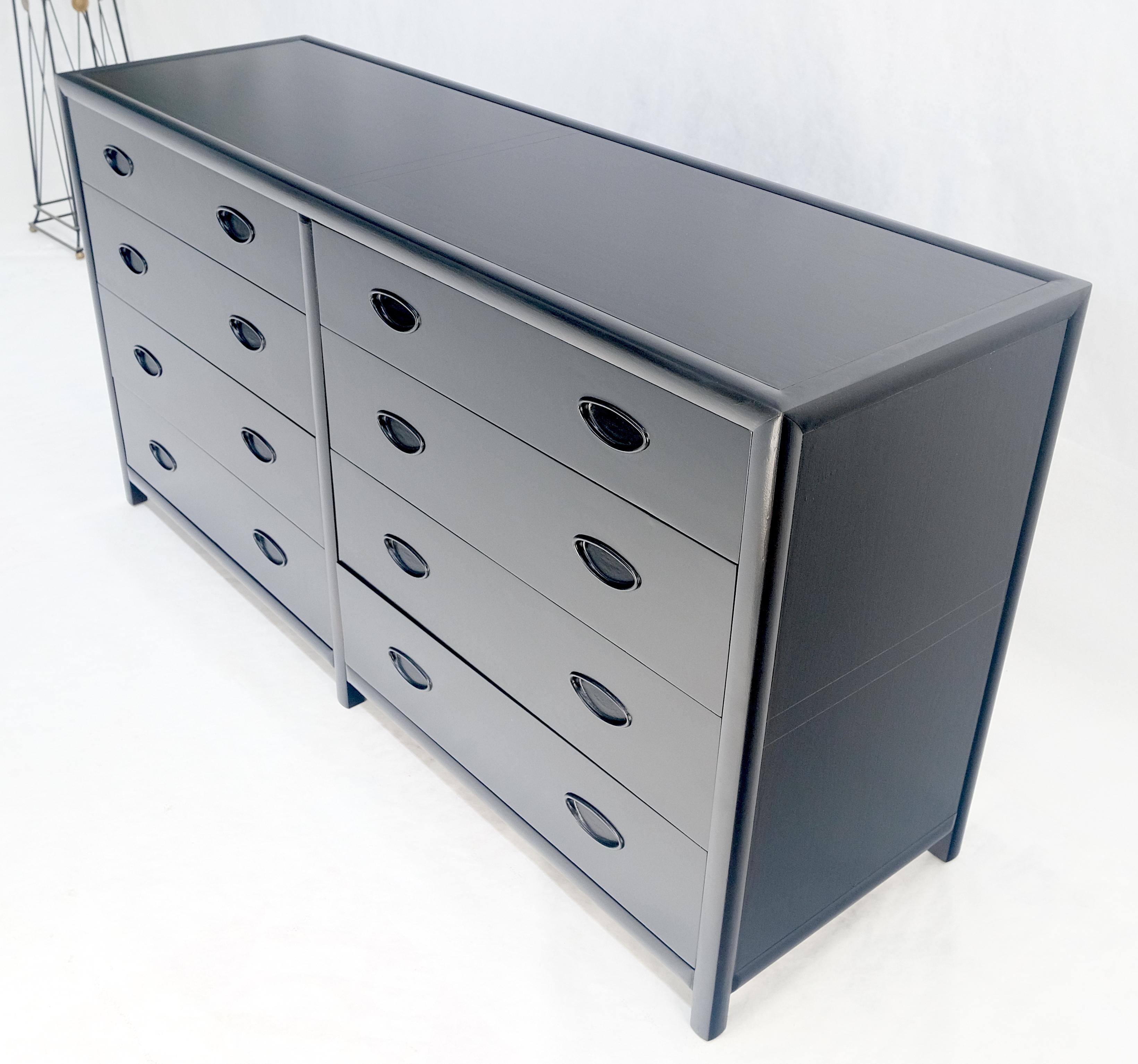 Michael Taylor Baker crédence à 8 tiroirs double commode ébénisée mi-siècle moderne en vente 3