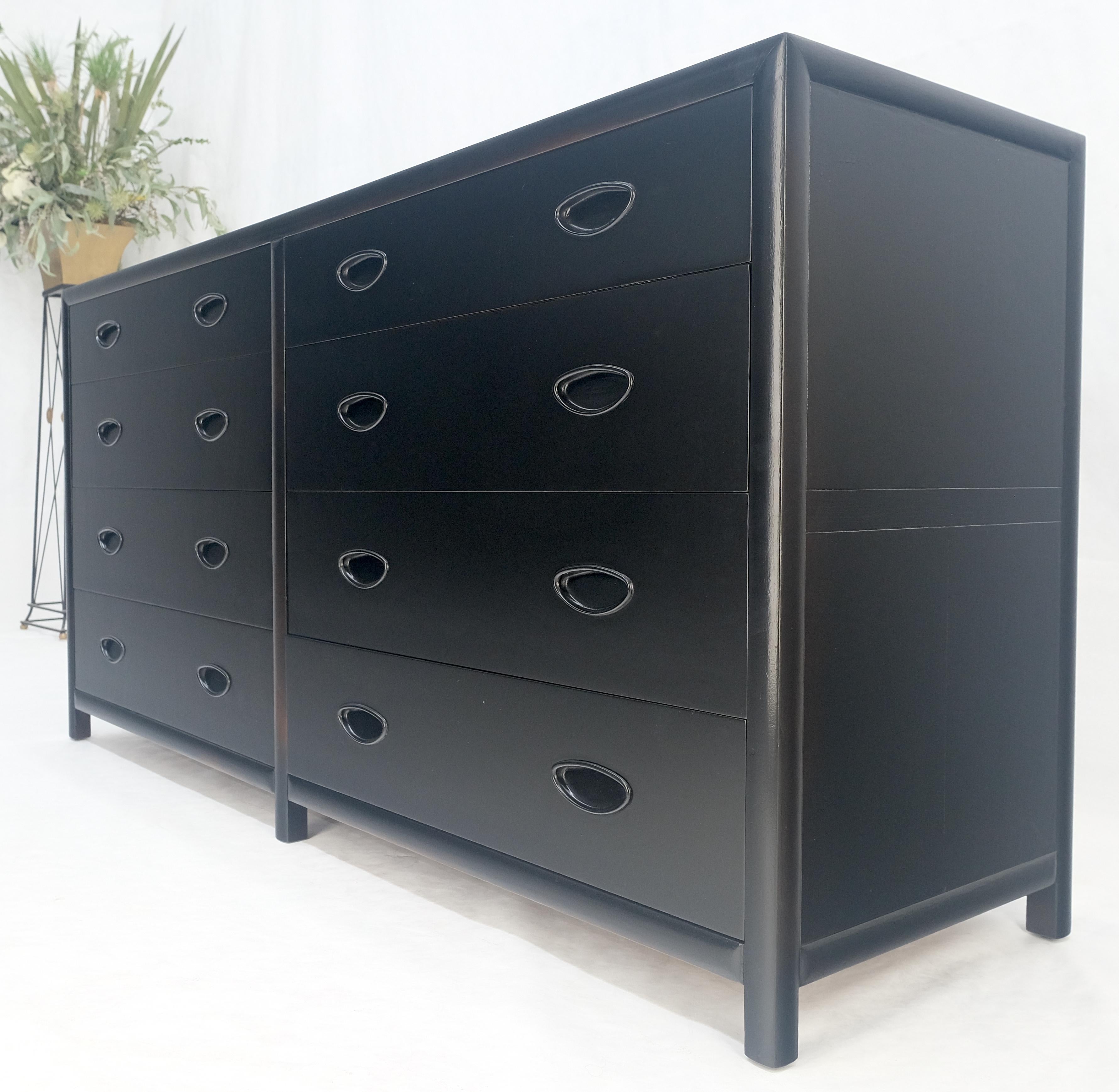 Michael Taylor Baker crédence à 8 tiroirs double commode ébénisée mi-siècle moderne en vente 5
