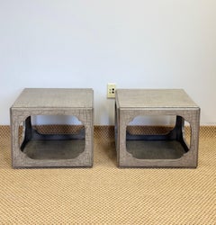 Michael Taylor Baker Far East Chinoiserie Two Tier Grey Low Side Tables – a Set