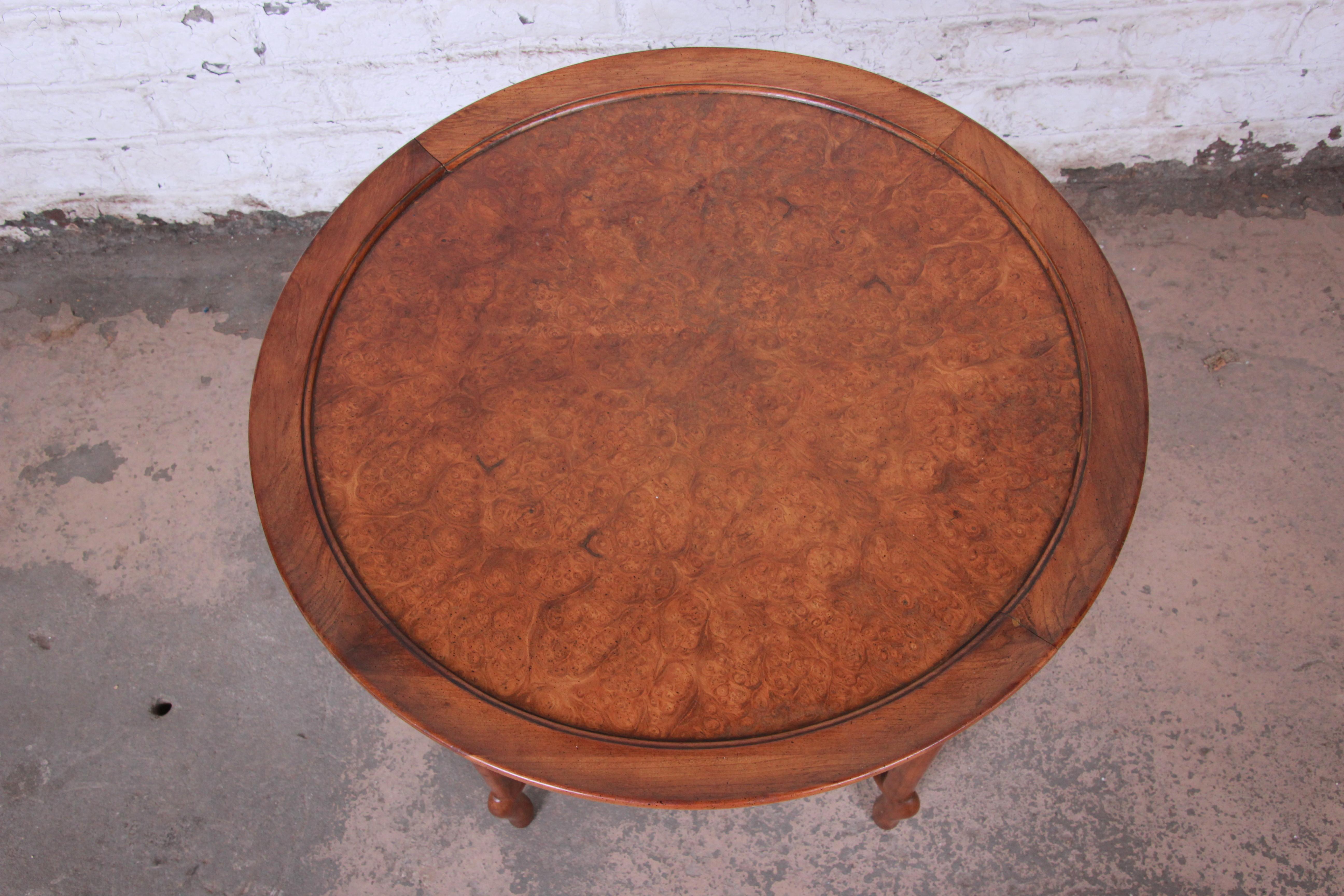 American Michael Taylor Baker Far East Collection Walnut and Burl Wood Occasional Table